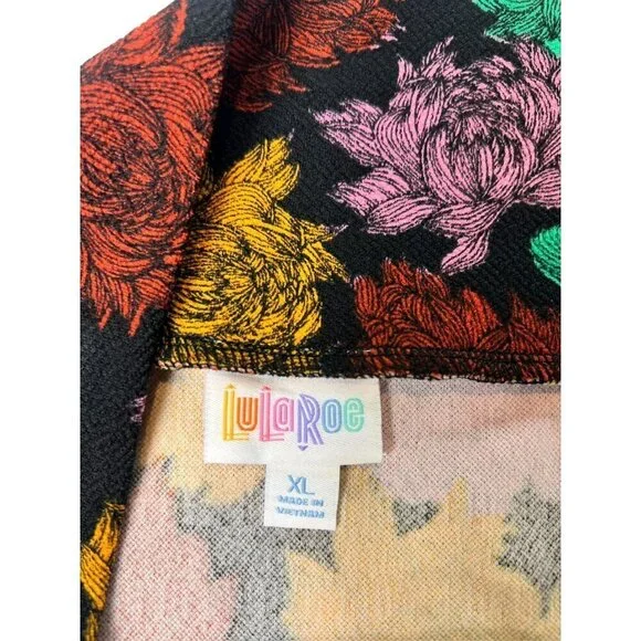 LuLaRoe Cassie Black Floral Skirt - Picture 3 of 5